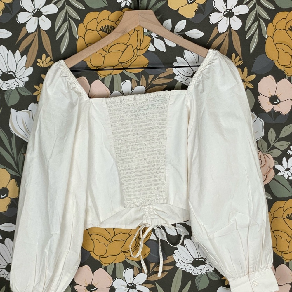 NWT LEVI’S Devin White Cropped Puff Sleeve Blouse Women Size Medium - Picture 10 of 12